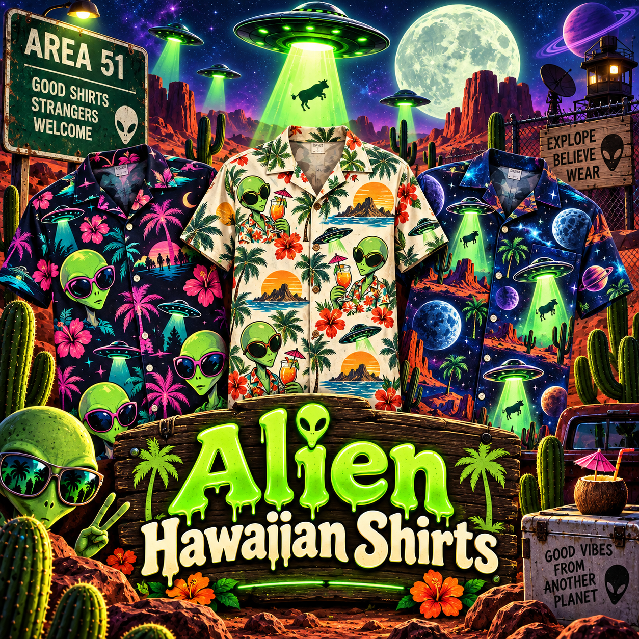 Alien Hawaiian Shirts