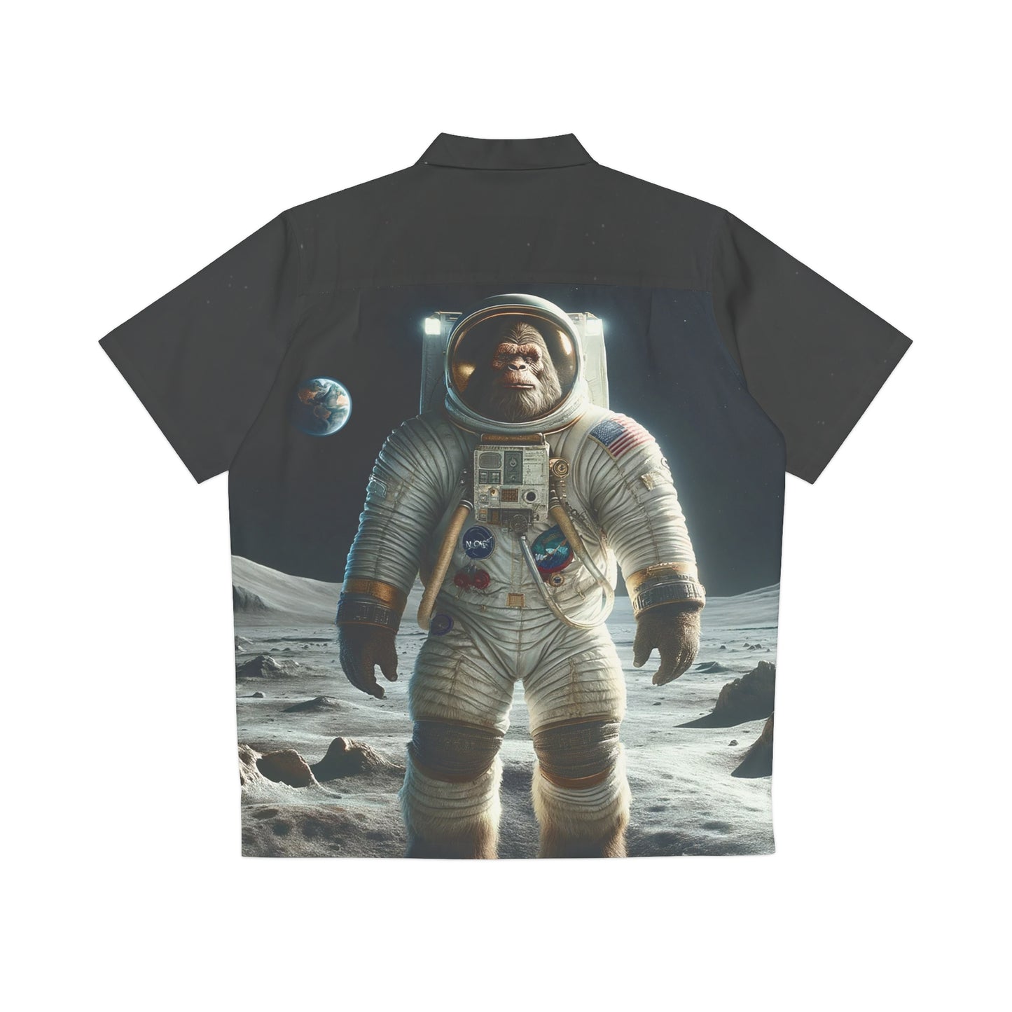 Bigfoot on the Moon Hawaiian Shirt