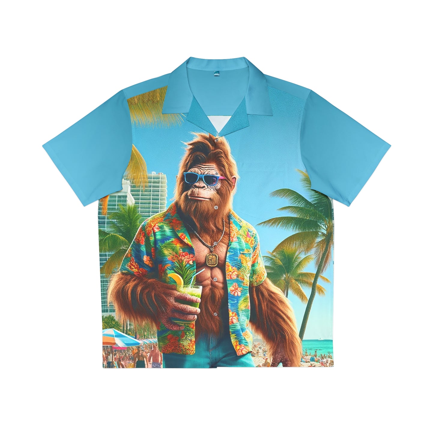 Bigfoot in Miami Hawaiian Shirt