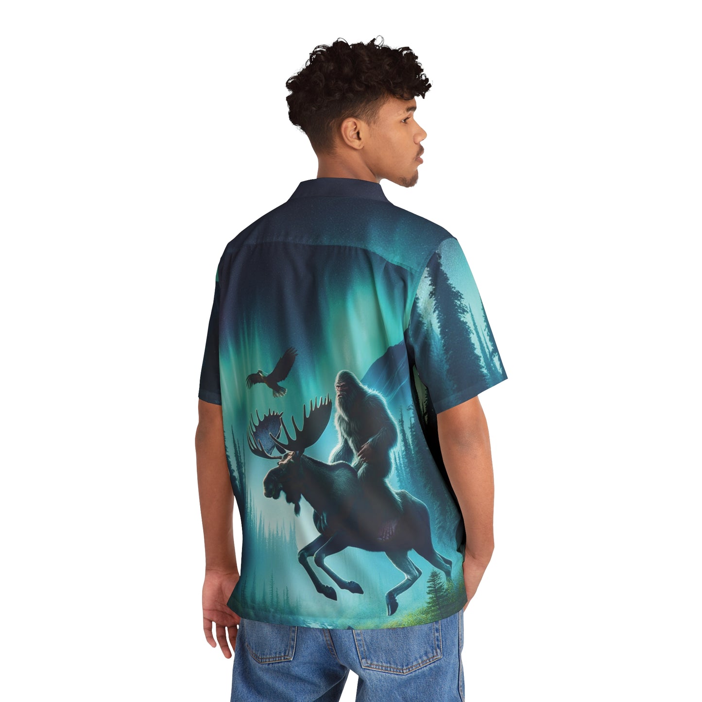 Bigfoot Riding in Alaska Hawaiian Shirt