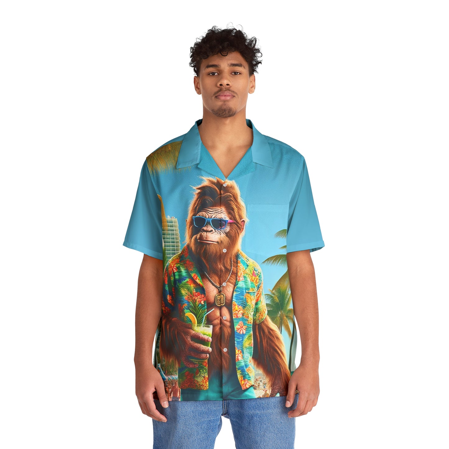 Bigfoot in Miami Hawaiian Shirt