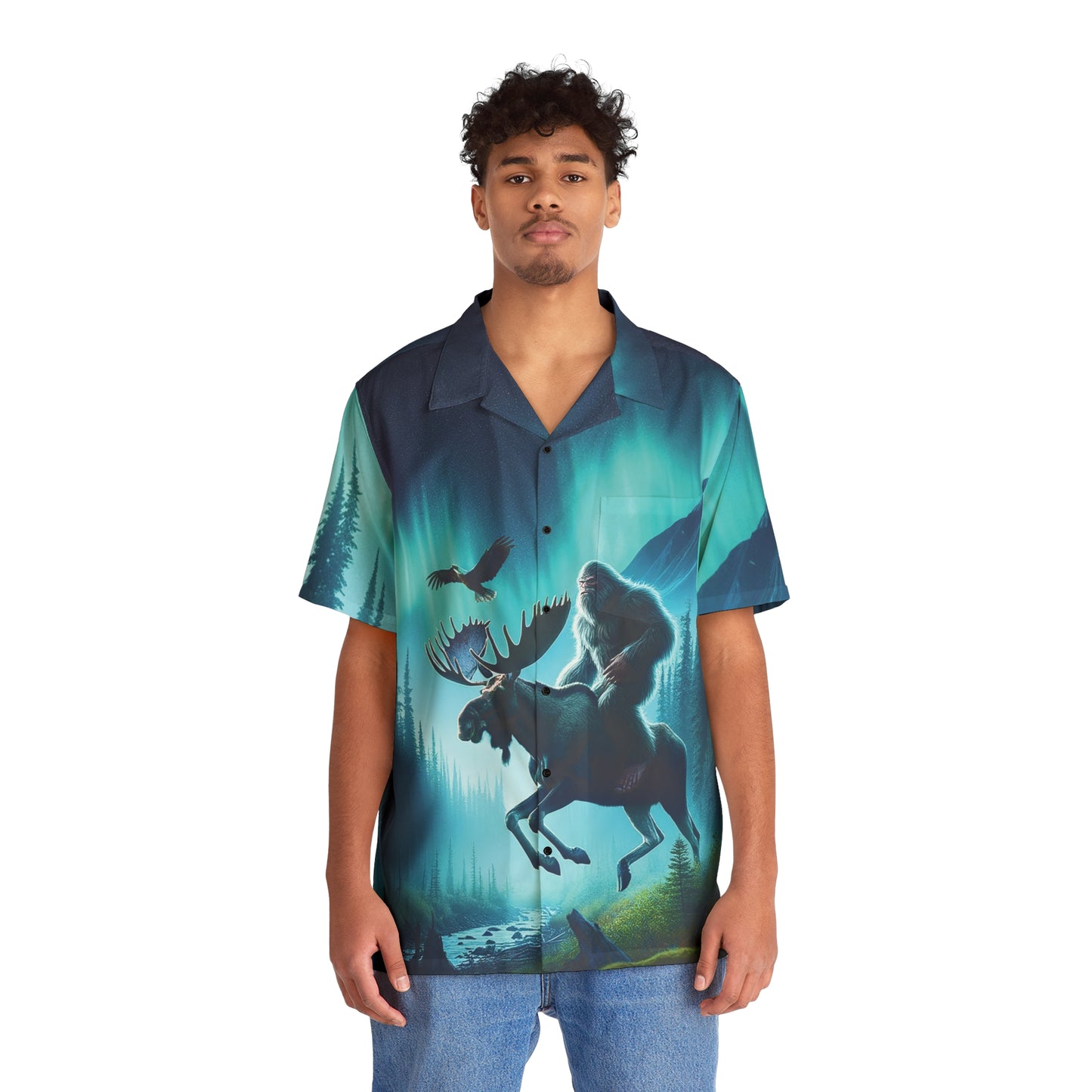 Bigfoot Riding in Alaska Hawaiian Shirt